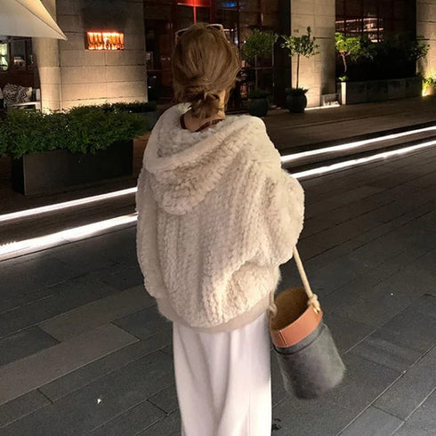 Winter Casual Hooded Rabbit Fur Jackets